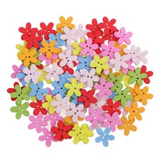 QDY 100pcs 나무 바느질 2 구멍 꽃 단추 Scrapbooking 장식