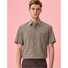 닥스 남성 20SS 베이지 체크 울혼방 반팔캐주얼셔츠 DMSH0B111I2