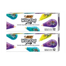 BIC 화이트 아웃 미니 테이프 12개입 2팩 BIC Wite-Out Brand Mini Correction Tape White 12-Count