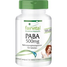 독일영양제 Fairvital PABA 500mg 고용량 파라아미노벤조산 비타민 B10 채식주의자, 1개, 100정