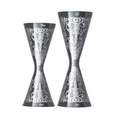 하이볼계량컵 더블 사이드 지거 웨이브 슬림 쉐이커 바, 스테인레스 복고풍 30-60ml, 1개
