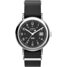 Timex X Peanuts 유니 위켄더 36mm 시계 블랙/실버톤/블랙 미니멀리스트