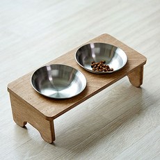 데코지엔 반려견 원목 높은 식기 밥그릇 포함, 1개, 원목분리형식기(2ea 1set)