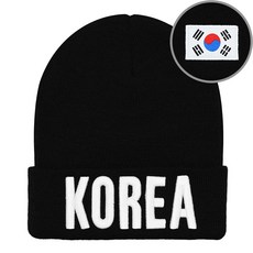 캡이요 2221 KOREA 3D 자수 & 태극기 라벨 비니 겨울모자 남성용 여성용 커플 대한민국 코리아 모자