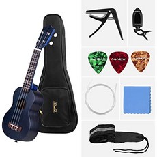 브랜드 : Lepeuxi 구매 Lepeuxi 21 인치 어쿠스틱 소프라노 우쿨렐레 Ukelele Uke Merbau 합판 바디 엔지, One Color_Blue, Blue, 상세 설명 참조0