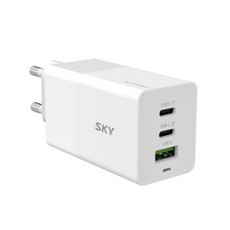 스카이 필 GaN65S USB-PD 고속 3포트 멀티충전기 어댑터 65W ZX-3U10T, 화이트, 1개
