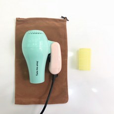 학생 기숙사 전용 전기 휴대 접이식 미니 여행 숏 1000W 이하 소형, 그린 _수납가방 _앞머리 헤어롤