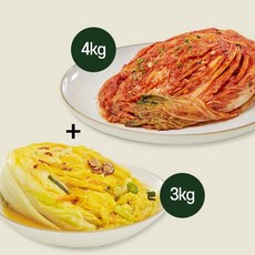 평창꽃순이김치(상생) 햇 강원도 고랭지배추 평창꽃순이 황태포기김치 4kg + 호박백김치 3kg (총7kg), 1, 1