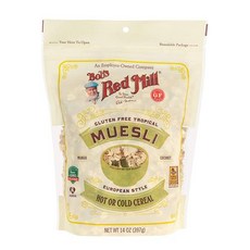 Bobs Red Mill 글루텐 프리 트로피칼 뮤슬리(뮤즐리) 아침 식사 밥스 레드밀 뮤즐리 통밀 곡물 가루 파우더 제빵, 4팩, 14 온즈