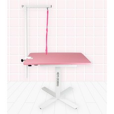 헤디스 그루밍 전동애견미용테이블 중형 세트, 1세트, 화이트+핑크커버