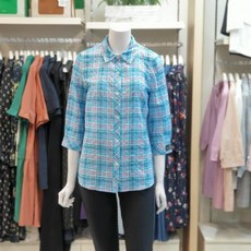 [크로커다일레이디] NC13 크로커다일레이디 가벼운 면 체크 풀오픈 7부 남방 CLCMBL201