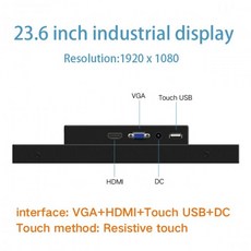 시리온마켓 노트북 휴대용 듀얼 모니터 19 21.5 23.6 인치 산업용 디스플레이 태블릿 vga hdmi usb 저항 터치 스크린 임베디드 설치의 lcd 화면 모니터, 23inch VGA HDMI USB