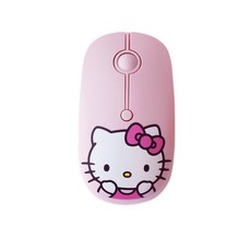헬로키티 저소음 무선마우스 HK-W330M + 손목 보호 마우스 패드, 핑크