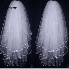 [해외] 웨딩 액세서리 진주 TULLE LONG CATHEDRAL 웨딩 베일 리본 가장자리 빗 VEU DE NOIVA LONGO