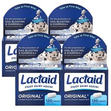 Lactaid Original Lactase Enzyme 락트에이드 오리지널 락타아제 효소 120정, 4팩, 4팩