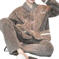 XXMZ 따뜻한 프리미엄 극세사 남성 겨울 홈웨어 상하의 파자마 수면잠옷 기모 잠옷