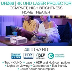 옵토마 UHZ66 컴팩트 롱 스로 트루 4K UHD 레이저 홈 시네마 및 게이밍 프로젝터 4000루멘, UHZ66 (4000 Lm/ HDMI eARC/ARC)
