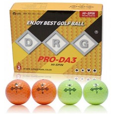 DRG Korea PRO-DA3 펄 컬러 4 x 3pc 프리미엄 펄 코팅 컬러 골프 공, 단일옵션