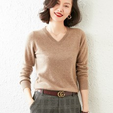 캐시미어니트 가을겨울 v칼라양모 스웨터 여성얇은스타일 단색 풀오버 털옷 이너셔츠 짧은타입 하트형 칼라양모 니트티