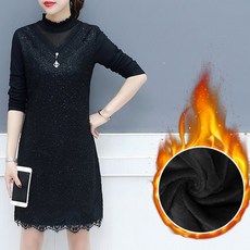 블랙기모원피스 따듯한 중년 오피스룩 빅사이즈D09