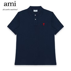 [AMI 아미] 20FW H20HJ207 760 410 스몰 하트 로고 폴로 카라티 네이비