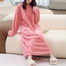 극세사 꽈배기 수면원피스 잠옷 123cm 롱원피스 홈웨어 오버핏 파자마