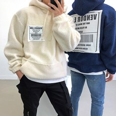 간빠레 등판 패치 아노락 오버핏 양털 후드티셔츠 후드티