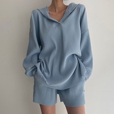 후드맨투맨 반바지 루즈핏 긴팔후드 캐주얼 트레이낭복