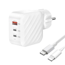 GaN 45W PD3.0 PPS GaN 65W PD3.0 PPS QC4.0 초고속 C타입 멀티 충전기+60W C to C 또는 27W C to Lightning 케이블1.5m 세트, 65W-세트2, 1개, 흰색 65W-세트2