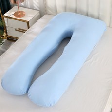유판 빵빵한 U자형 바디필로우 대형 커버분리형 롱쿠션 베개 2kg, A 라이트 블루