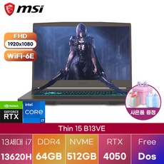 MSI 씬 15 B13VE WIN11 가정용 업무용 사무직 노트북, WIN11 Pro, 64GB, 512GB - fortiap320c