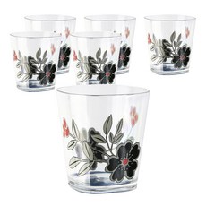 코렐 아크릴릭 라운드 글래스 일반 물컵 414ml, Mandarin Flower, 6개입