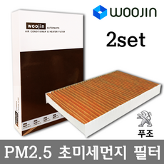 우진필터 PM2.5 초미세먼지 푸조 에어컨필터 2SET, 308 (T7)/YCT01_2SET, 2개