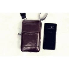 미니멀한 V체크 심플 남성 레더 미니 크로스백 40대 남자캐주얼가방 어깨에매는가죽가방 미니가방 회사원