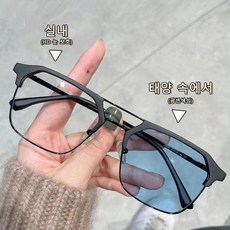 패셔너블한 티타늄 하금테 투브릿지 안경테 uv 블루라이트 차단 변색 안경 XJ1018 성 여성을위한 안티 블루 라이트 안경 한국어 버전 문학 풀 프레임 안경 경량 솔리드 컬러 포토 크로 믹 안경 프레임 잘 생긴
