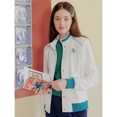 베네통 골프 여성 저지 셋업 라운드넥 자켓 아이보리