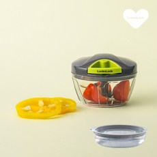 락앤락 야채 슬라이서 [+가쯔 용기] 칼 슬라이스 회전 다지기 야채 채썰기 채칼 체칼 마늘 채소, 그레이 400ml, 1개