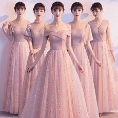 신부 들러리 펄 원 숄더 세미웨딩 학생 들러리 드레스
