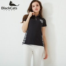 블랙캣츠 (Black CATS) 스트라이프절개라인 집업 폴로셔츠(BC14162WTB)