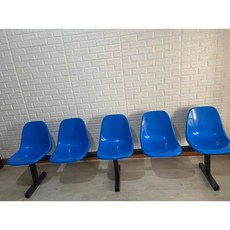 야외벤치 의자 대기실 버스 정류장 승강장 카페 웨이팅의자, 5인용 플라스틱 블루