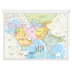 나우맵 중앙아시아지도 롤스크린 - 세계전도 여행 포스터, 소형(115cmx85cm)