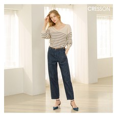 크레송 인디고 여성 린넨 블렌디드 배기핏 데님팬츠 C211PT01A IN