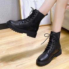 여성데일리레이스업플랫워커부츠