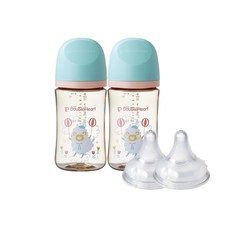 더블하트 모유실감 3세대 PPSU 디어프렌즈 트윈팩 240ml+젖꼭지(2입), 하늘을날꼬양, 3세대 젖꼭지M