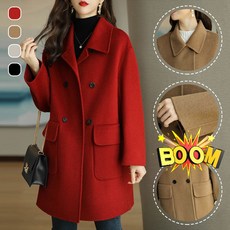 페이크 레이어링 캐시미어 후드 코트 여성 후드모직롱코트 따뜻한 보온 플리스 코트 여성 밍크자켓 안감에털들어잇는코트