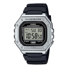 CASIO W-218HM-7A [] 카시오 메탈릭 칼라 실버 얇은 경량 방수 유니섹스 스퀘어