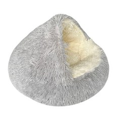 개집 개 반려동물 반밀폐형 쓰레기 고양이 쉘 침대 따뜻한 겨울, 40CM, Gray plush 3
