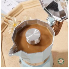 카미르 홈카페 가스레인지_랙 빈티지 에쏘팟 가정용 선물 스토브 100ml 모카포트 커피메이커, 스텐 스플래시 캡 알루미늄포트 3컵용, 1개