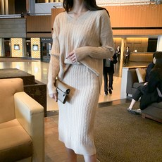 세인트마리 세인트마리 메이듀 골지 브이넥 투피스(3color)