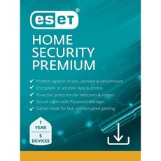 ESET 홈 시큐리티 에센셜 안티바이러스 2024 에디션 3대 1년 보호자 통제 프라이버시 IOT 보호 랜섬웨어 디지털 다운로드 PCMacAndroidLinux, Internet Security Premium_5 De